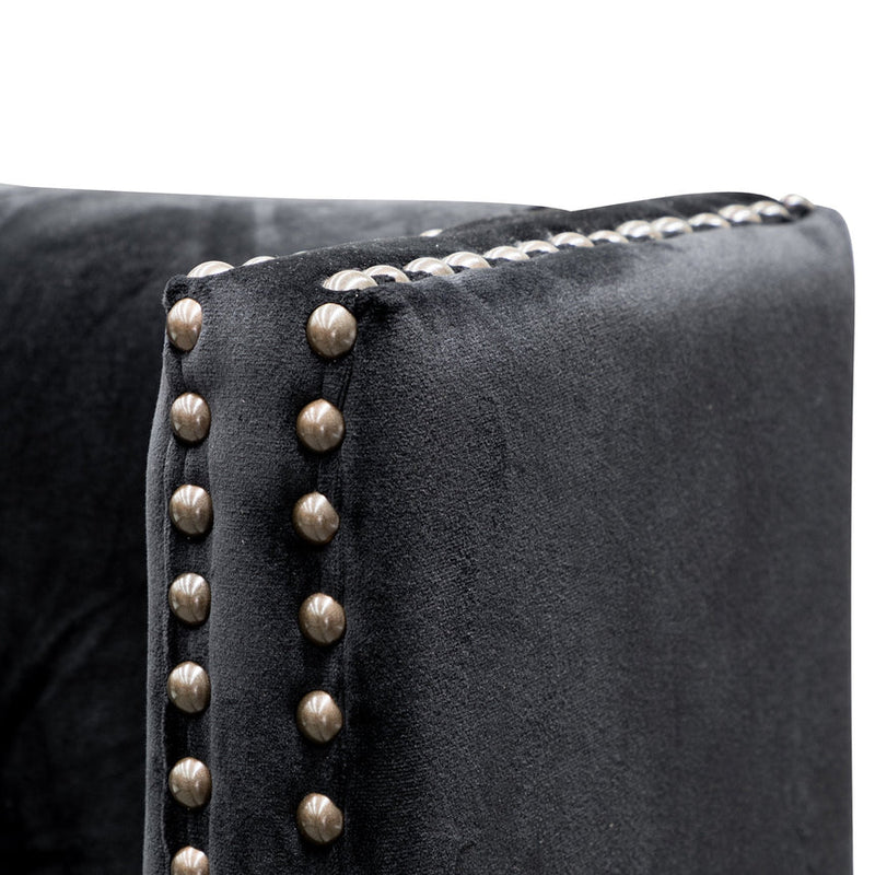 King Bed Frame - Charcoal Velvet