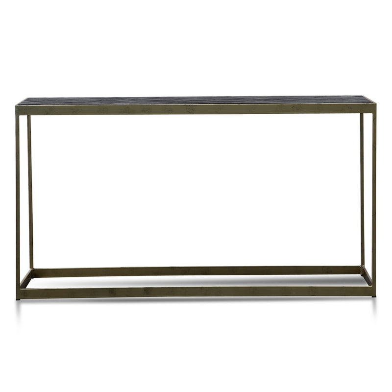 140cm Console Table in Dark Natural - Golden Frame