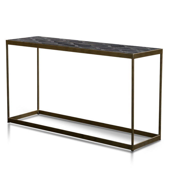 140cm Console Table in Dark Natural - Golden Frame