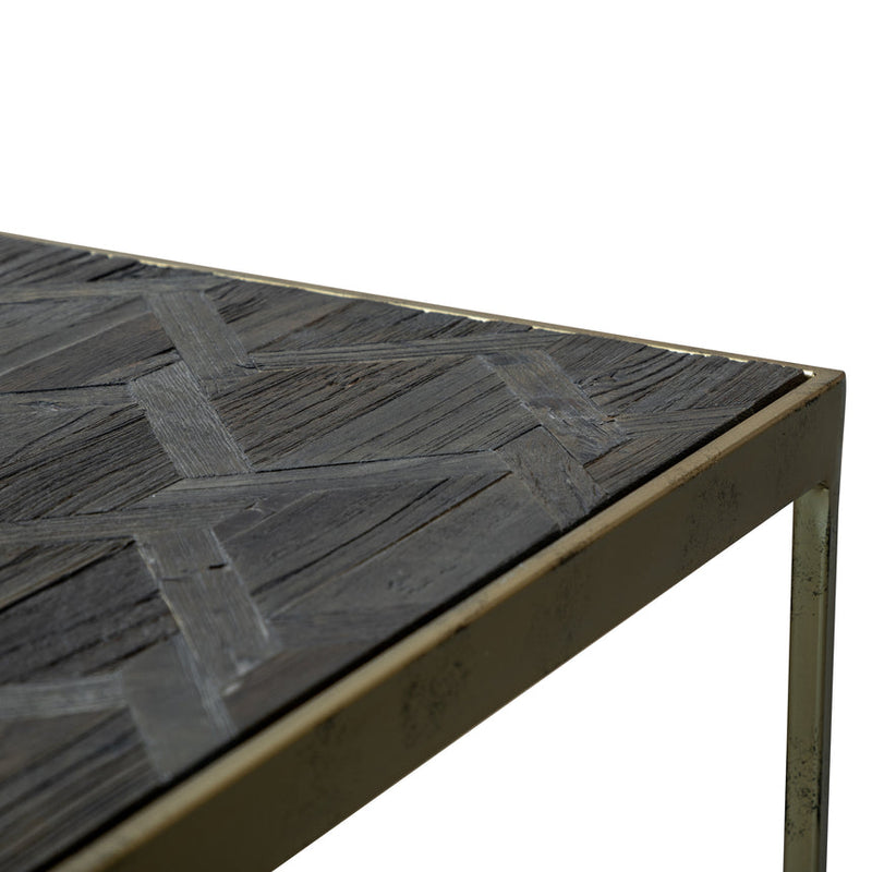 140cm Console Table in Dark Natural - Golden Frame