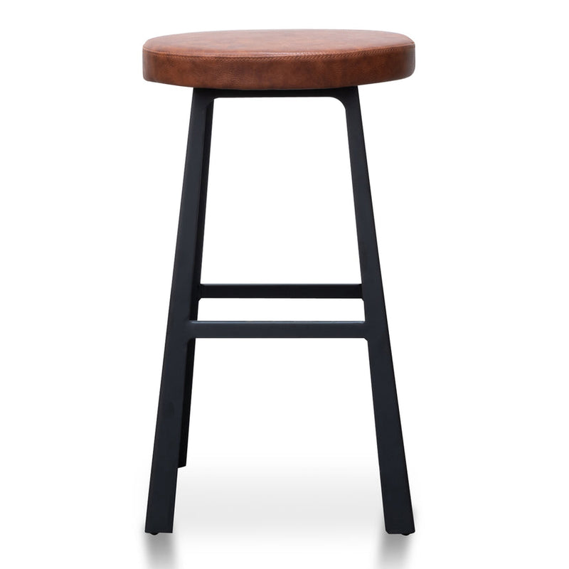 65cm Bar Stool in Rustic Brown - Black Legs