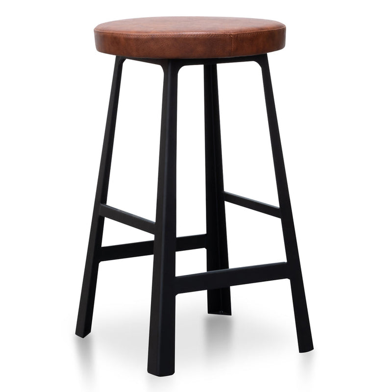 65cm Bar Stool in Rustic Brown - Black Legs