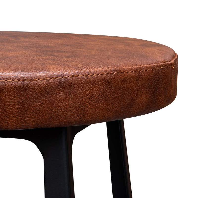 65cm Bar Stool in Rustic Brown - Black Legs