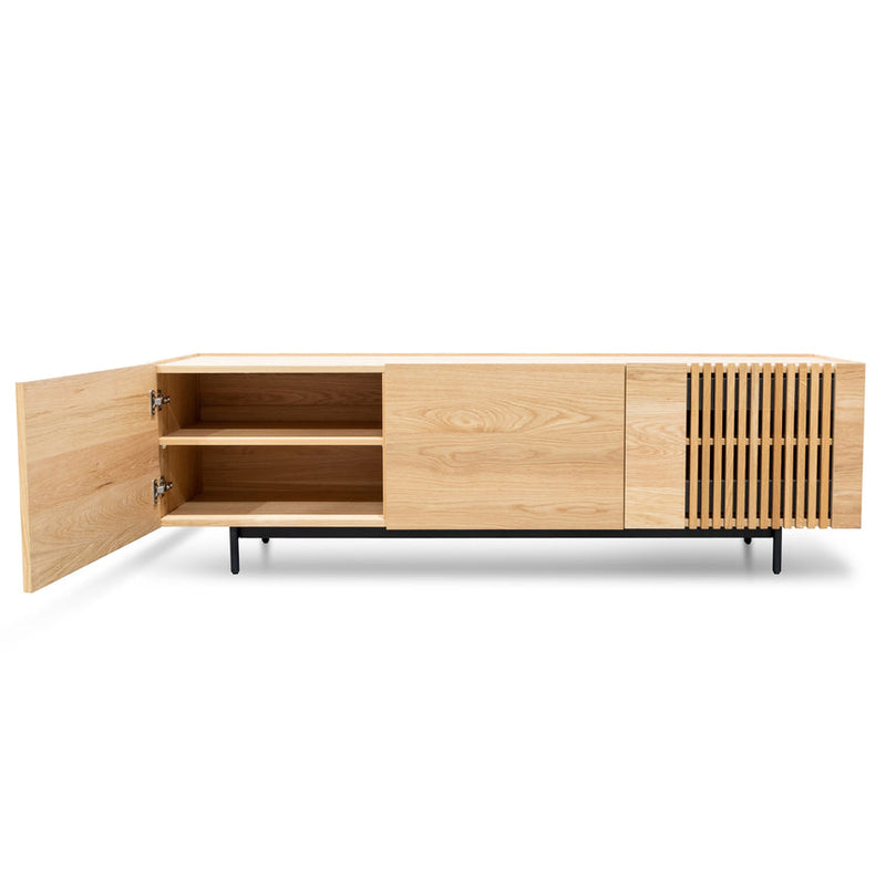 Entertainment TV Unit - Natural with Black Legs