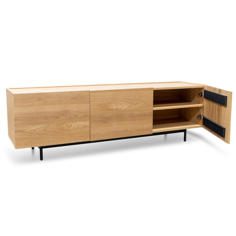 Entertainment TV Unit - Natural with Black Legs