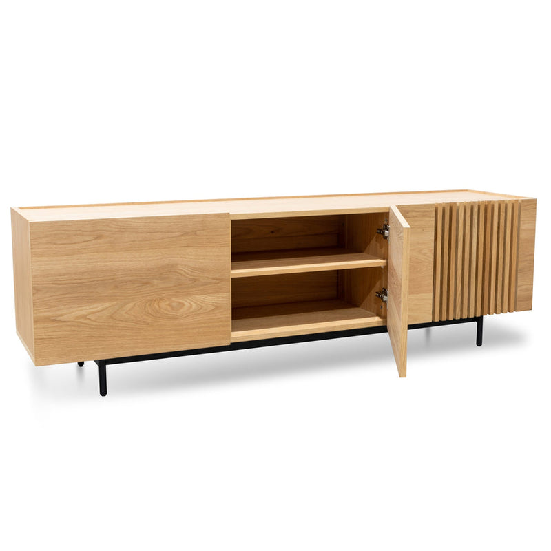 Entertainment TV Unit - Natural with Black Legs