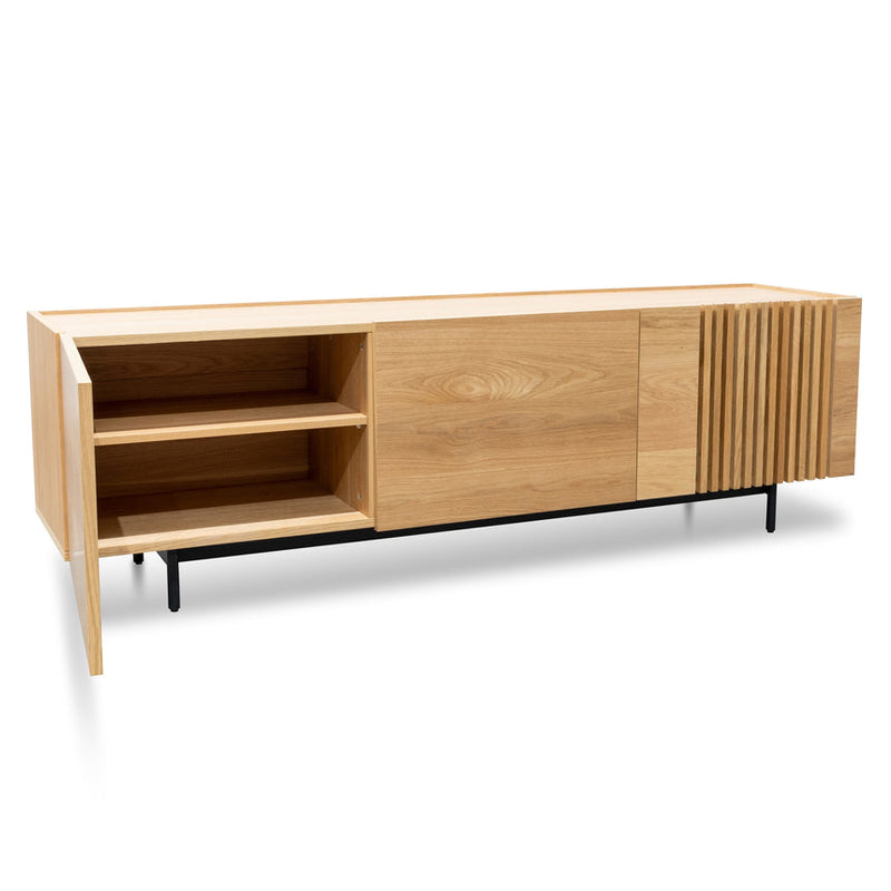 Entertainment TV Unit - Natural with Black Legs