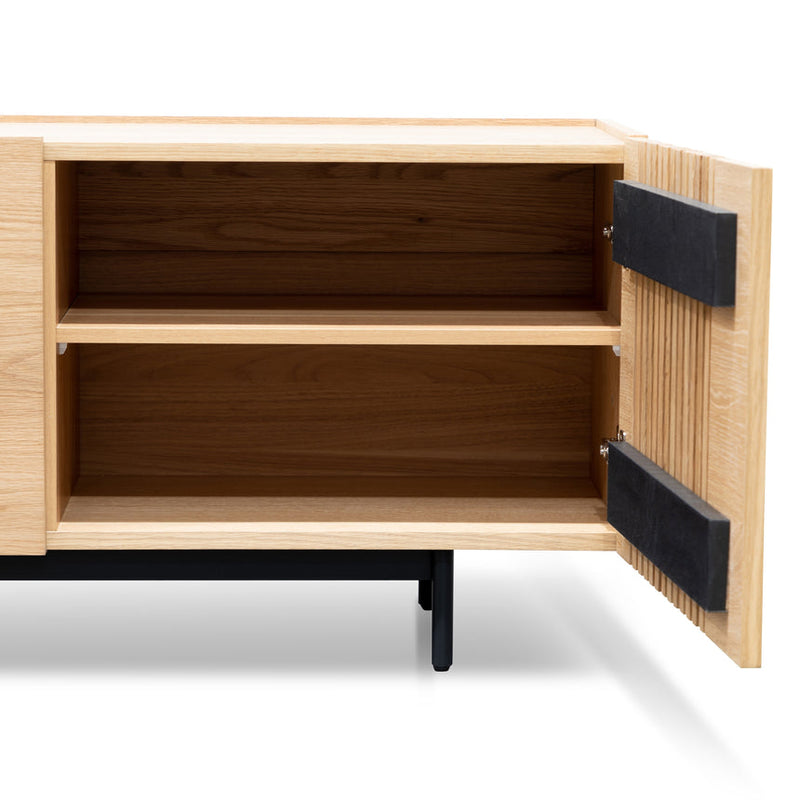 Entertainment TV Unit - Natural with Black Legs