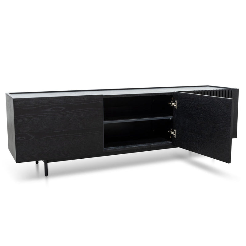 Entertainment TV Unit - Natural with Black Legs