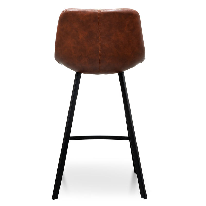 65cm Bar Stool - Cinnamon Brown PU Leather (Set of 2)