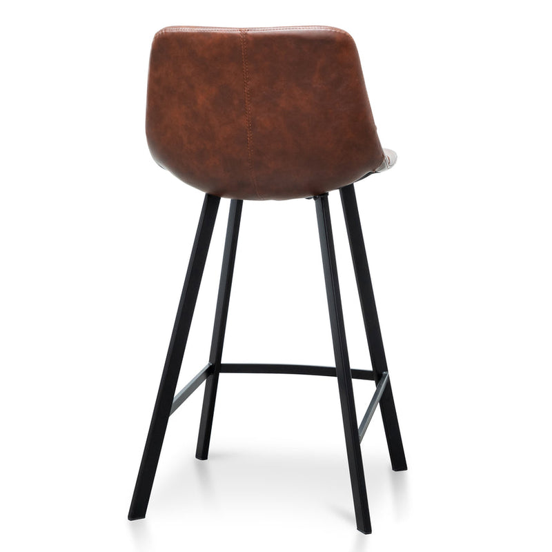 65cm Bar Stool - Cinnamon Brown PU Leather (Set of 2)