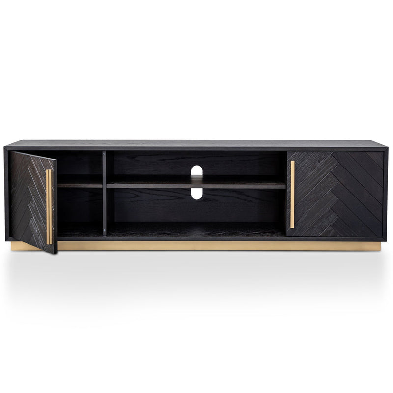 Entertainment TV Unit - Black and Brass