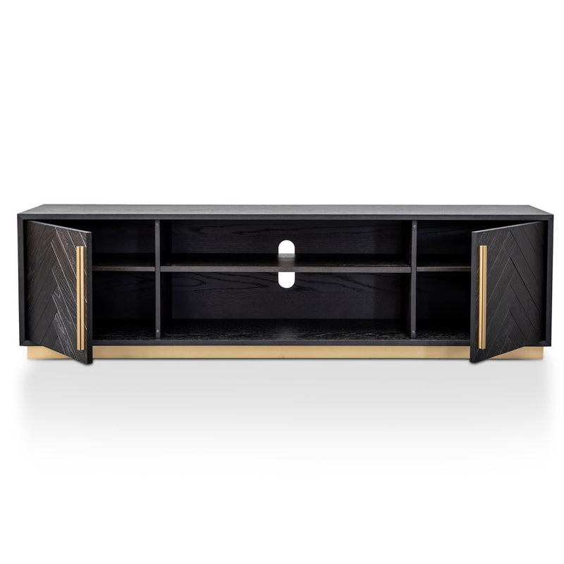 Entertainment TV Unit - Black and Brass