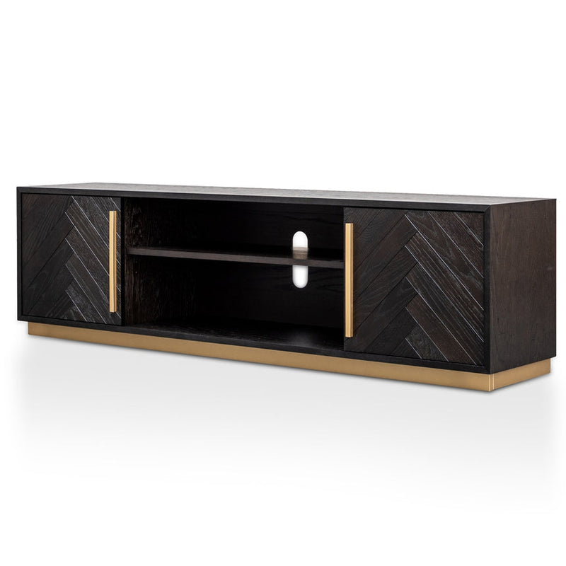 Entertainment TV Unit - Black and Brass