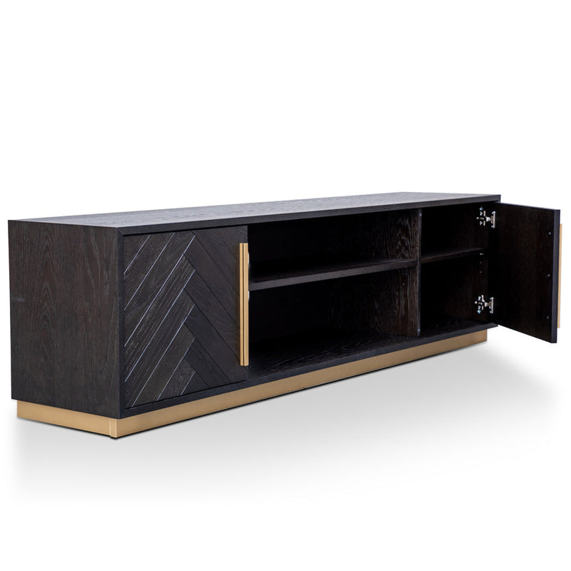 Entertainment TV Unit - Black and Brass