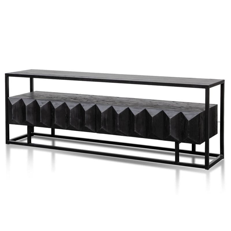 1.8m Entertainment TV Unit - Natural with Black Frame