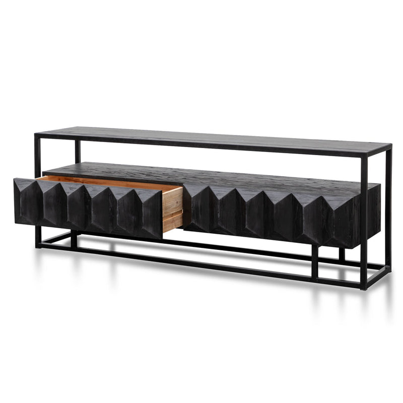 1.8m Entertainment TV Unit - Natural with Black Frame