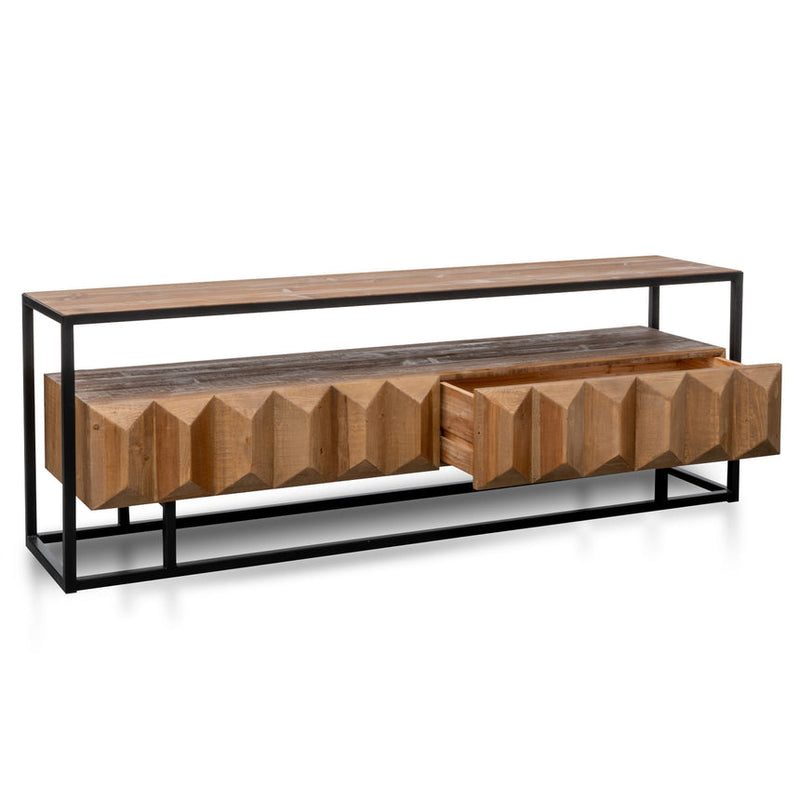 1.8m Entertainment TV Unit - Natural with Black Frame