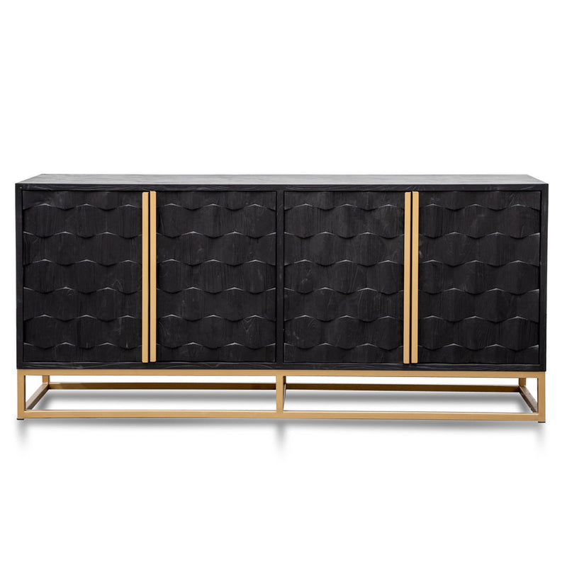 1.78m Sideboard - Black Wood with Gold Handle