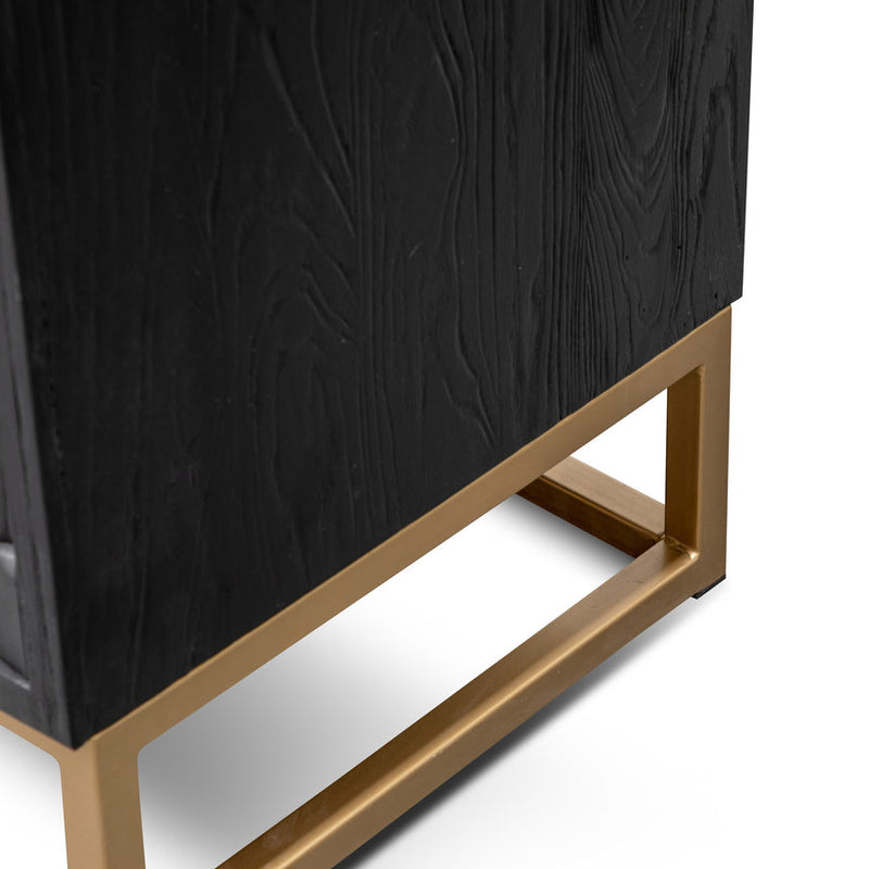 1.78m Sideboard - Black Wood with Gold Handle