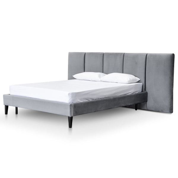 Queen Bed Frame - Charcoal Velvet