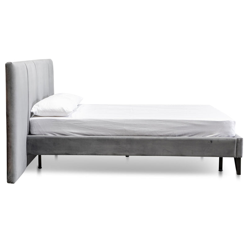 Queen Bed Frame - Charcoal Velvet