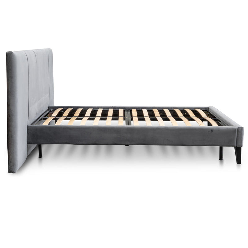 Queen Bed Frame - Charcoal Velvet