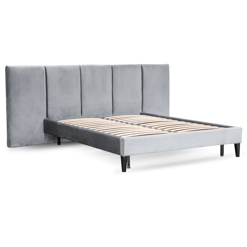 Queen Bed Frame - Charcoal Velvet