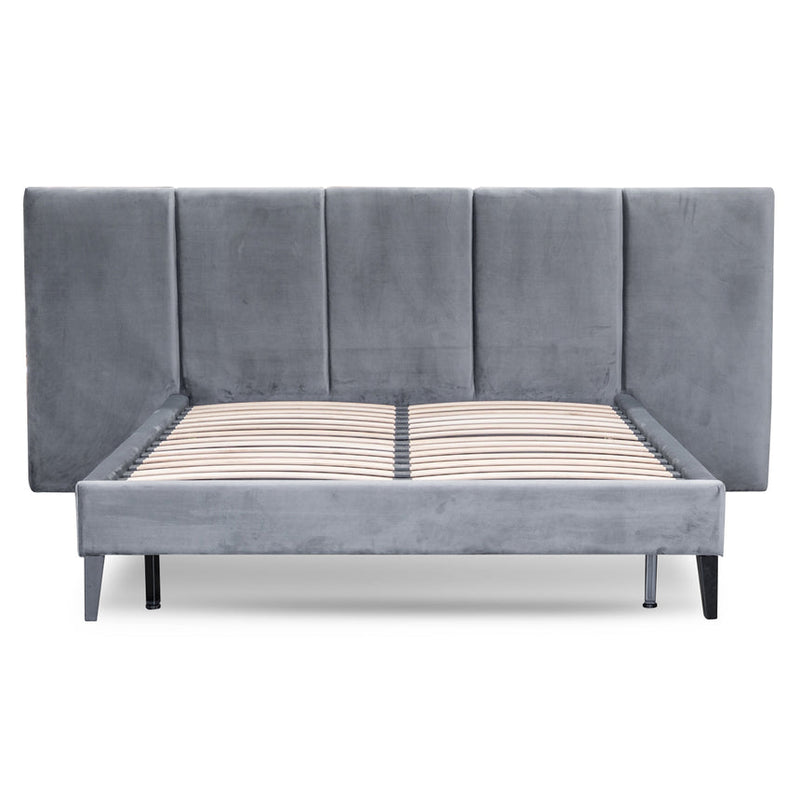 Queen Bed Frame - Charcoal Velvet