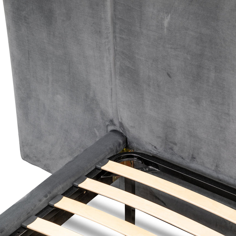 Queen Bed Frame - Charcoal Velvet