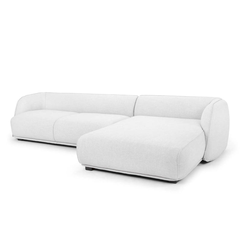 3 Seater Left Chaise Fabric Sofa - Light Texture Grey