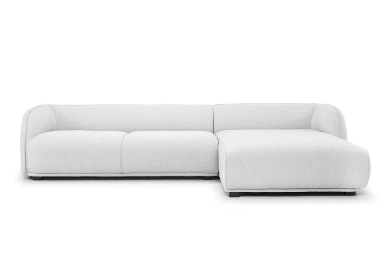 3 Seater Left Chaise Fabric Sofa - Light Texture Grey