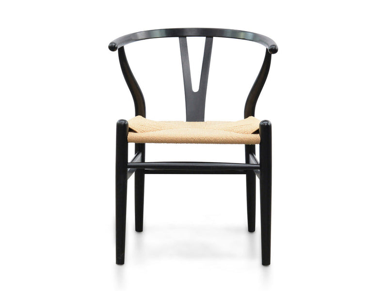 Dining Chair - Black - Natural Seat (Set of 2)