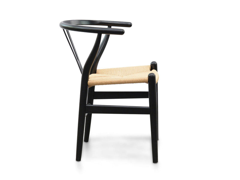 Dining Chair - Black - Natural Seat (Set of 2)