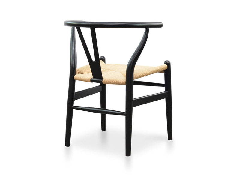 Dining Chair - Black - Natural Seat (Set of 2)