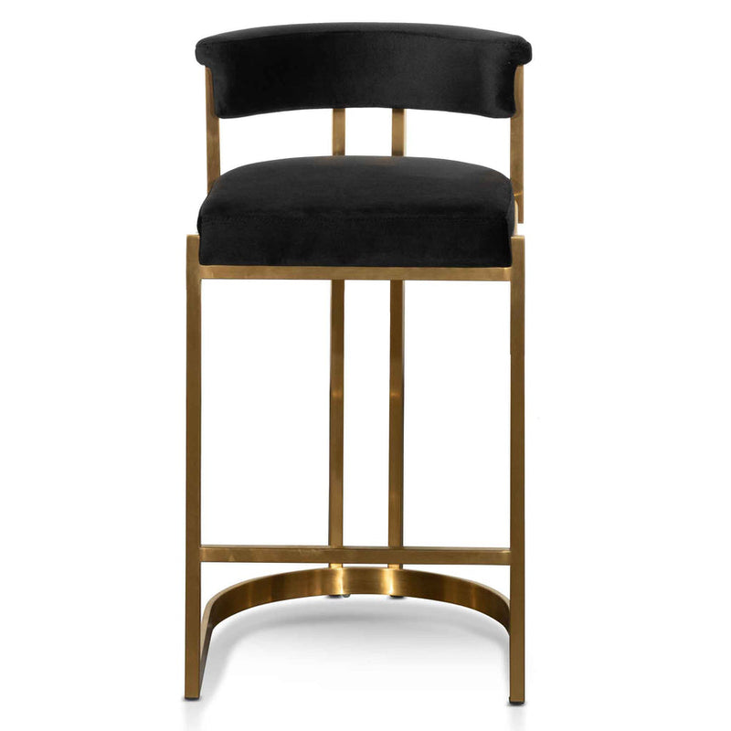 Silver Grey Boucle Bar Stool - Golden Base