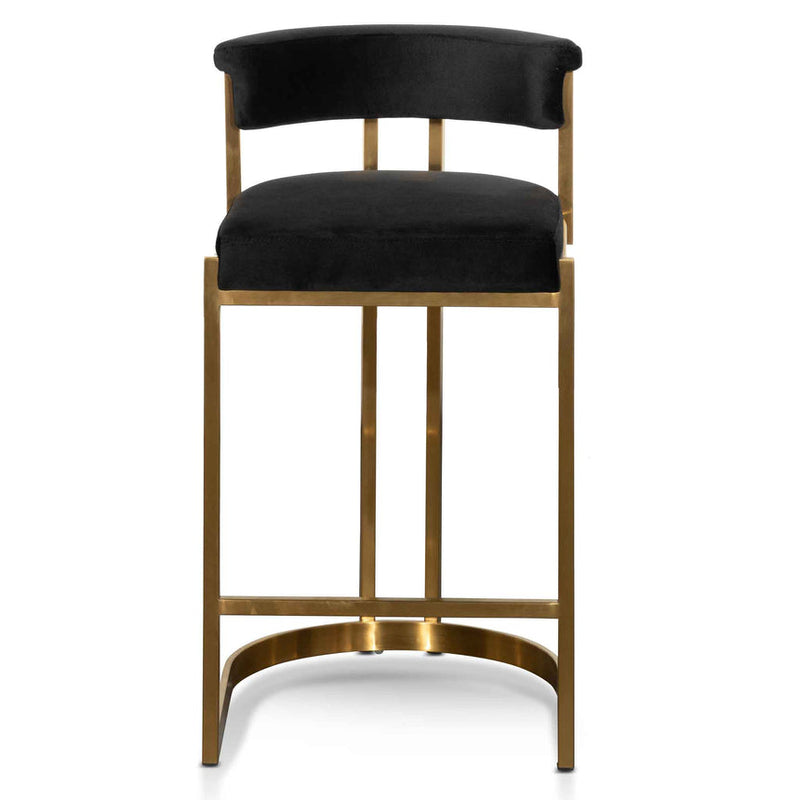 Indigo Velvet Bar Stool - Golden Base