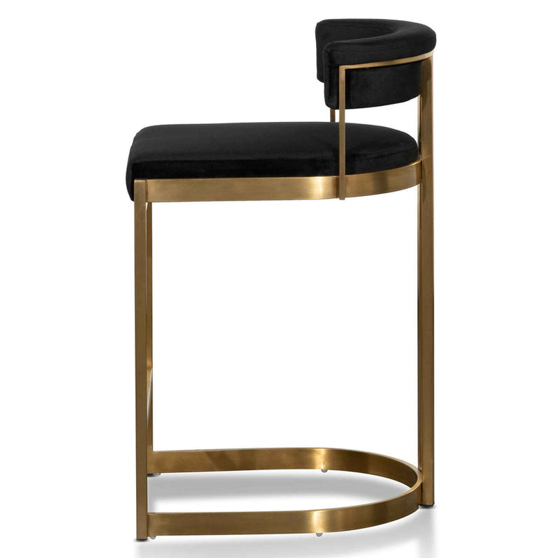 Indigo Velvet Bar Stool - Golden Base