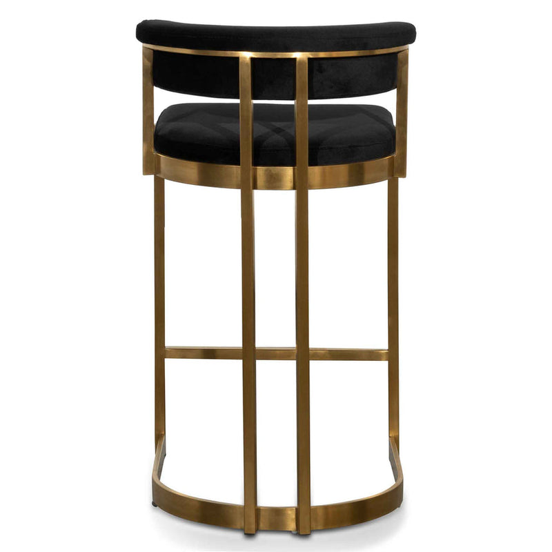 Indigo Velvet Bar Stool - Golden Base