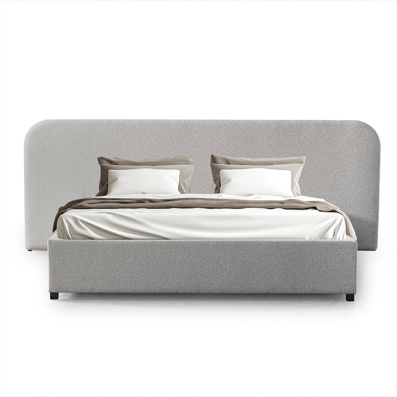 King Sized Bed Frame - Pepper Boucle with Storage