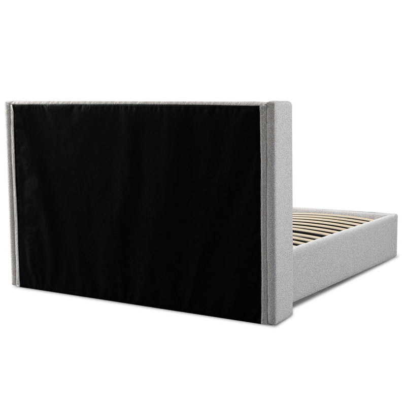 King Bed Frame - Wide Base in Charcoal Velvet