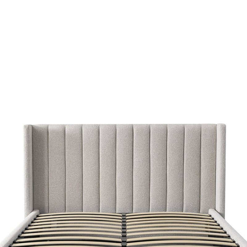 King Bed Frame - Wide Base in Charcoal Velvet