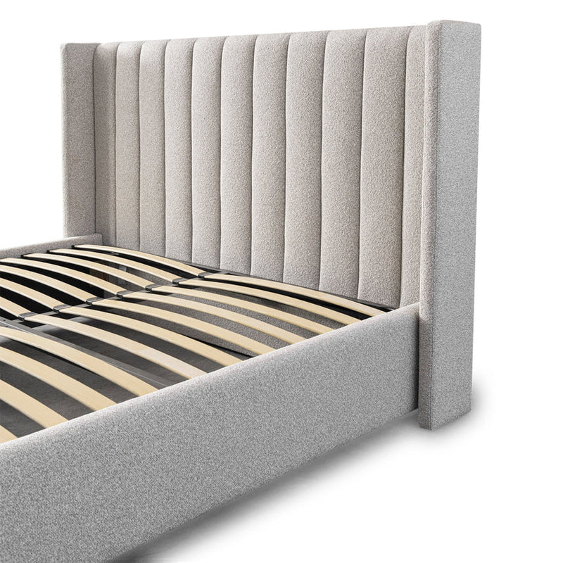 King Bed Frame - Wide Base in Charcoal Velvet