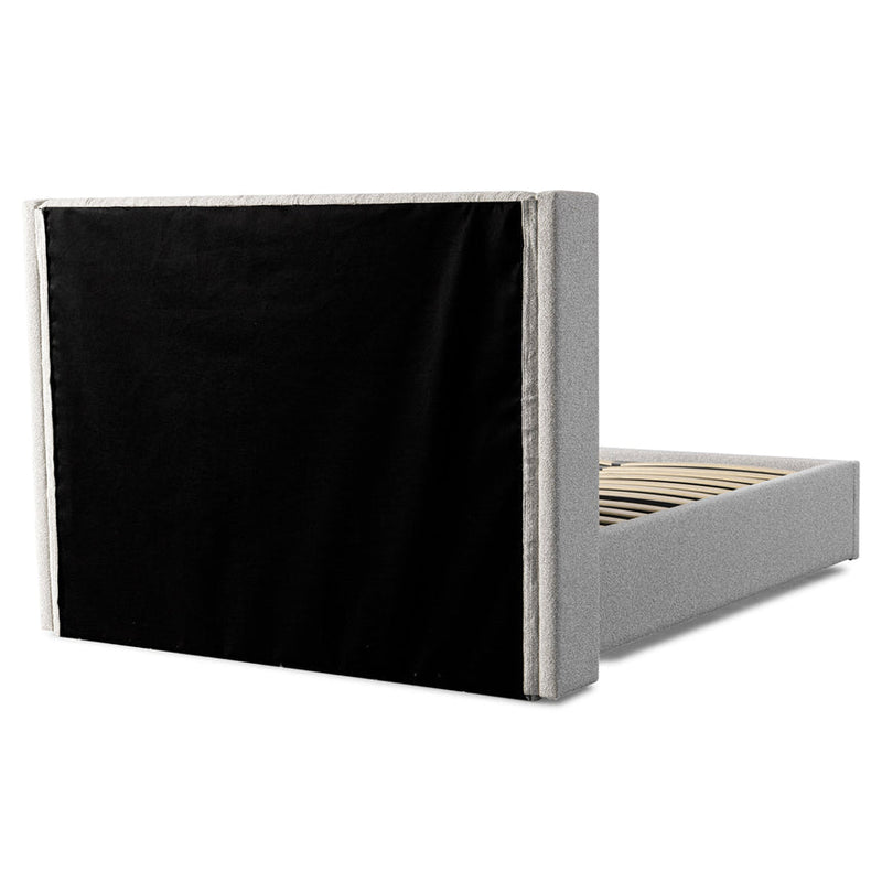 Queen Bed Frame - Wide Base in Charcoal Velvet