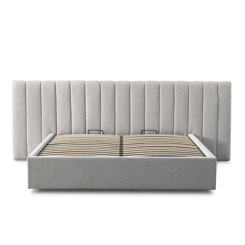 Wide Base King Bed Frame - Spec Grey with Storage