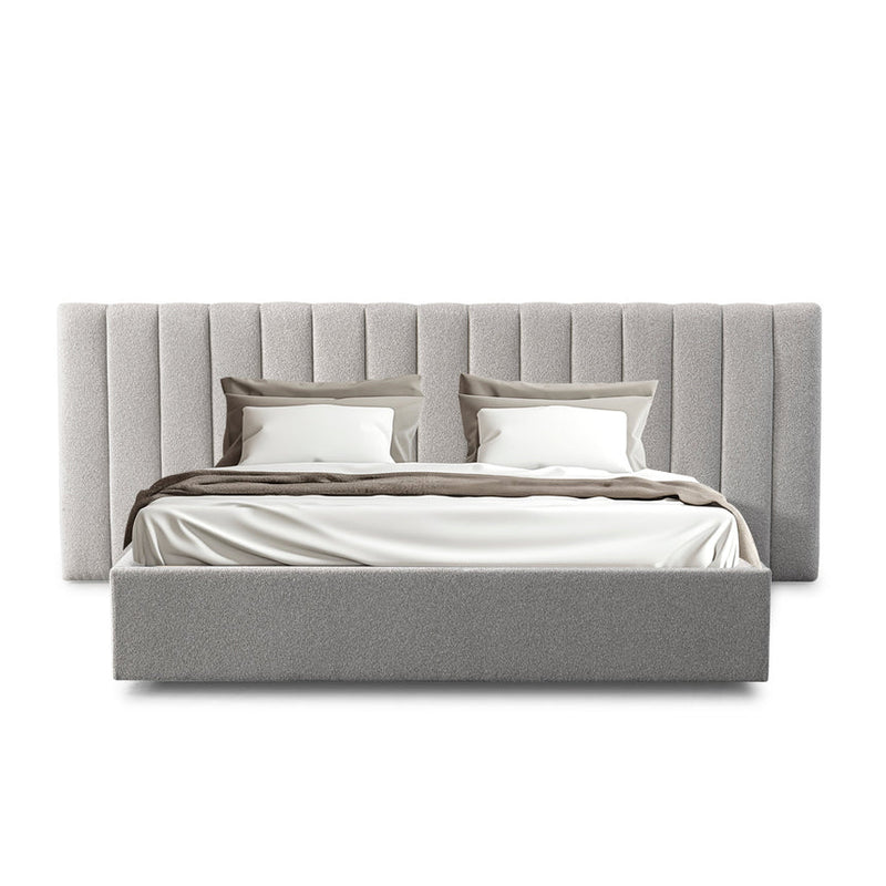 Wide Base King Bed Frame - Spec Grey with Storage