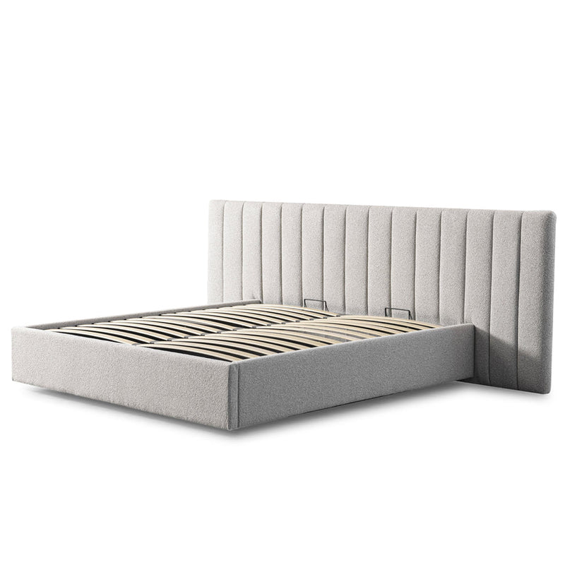 Wide Base King Bed Frame - Spec Grey with Storage