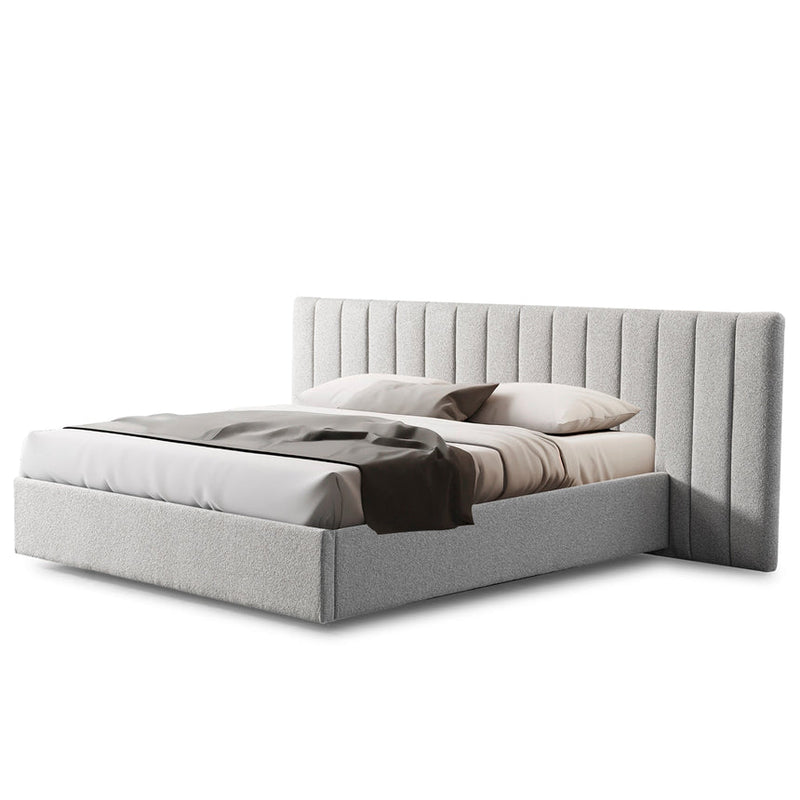 Wide Base King Bed Frame - Spec Grey with Storage