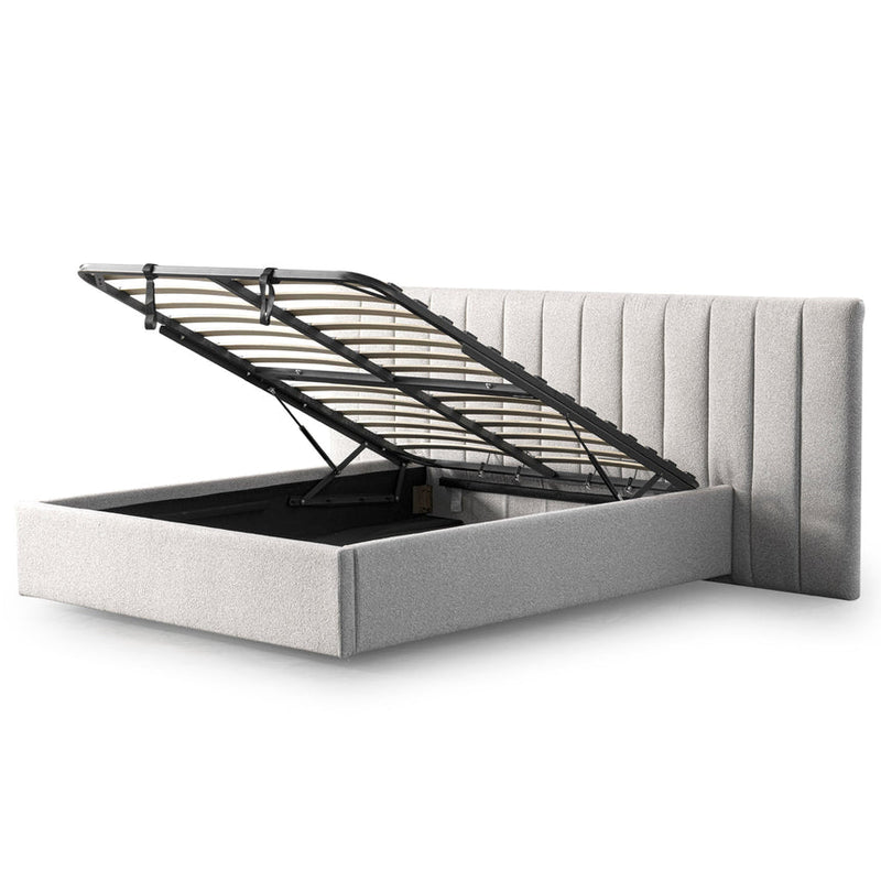 Wide Base King Bed Frame - Spec Charcoal with Storage