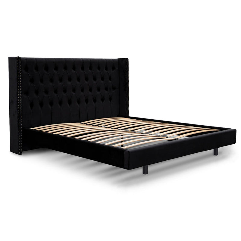 King Bed Frame - Charcoal Velvet